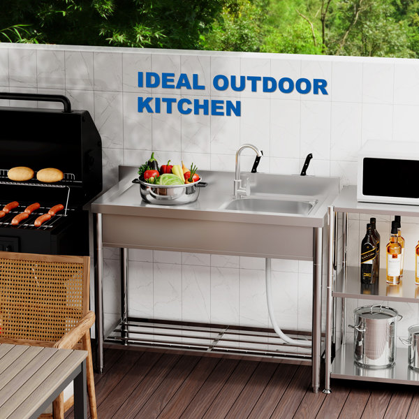 FDFK 47.2'' L x 19.7'' W Freestanding Kitchen Sink with Faucet | Wayfair